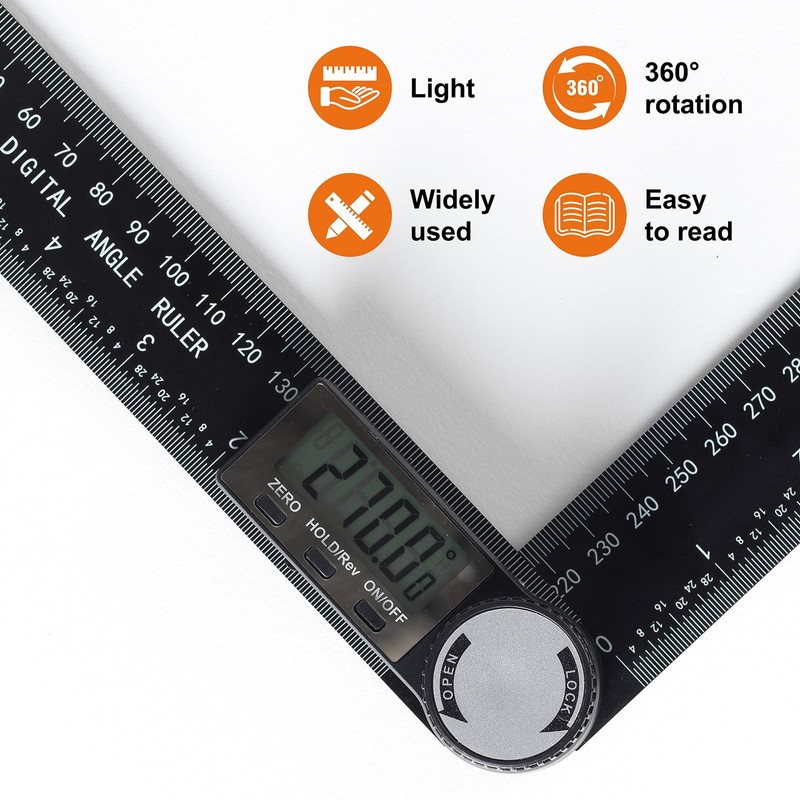 Kirphealy Digital Angle Finder Protractor, 7inch 200mm Angle Gauge Professional