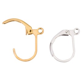 48pcs Hypoallergenic Earring Hooks, Leverback Earwire, Gold Plated Brass Earrings Making Findings CF190-15mm Long (24 Gold & 24 Silver)