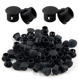 Cjueiom 60pcs 8mm / 5/16" Hole Plugs Black Plastic Hole Covers, Flush Type Drill Hole Cover Caps Snap in Locking Blanking Cap, Post Pipe Insert Screw Hole Cover for Kitchen Cupboard Cabinet Shelf