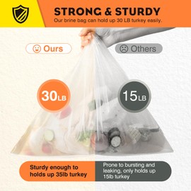 Turkey Brine Bag, Brining Bags for Turkey 30lb, 12 Pack, 30"×21", Turkey Bags for Brining Extra Large, 5 Gallon Bucket Liner Bags, Food Grade Marinating Bag, Food Storage Bags for Turkey, Chicken, Ham