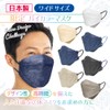 【ビホウマスク 安心の日本製 4層構造 国産高機能フィルタをダブル使用! 頬まで覆うワイドサイズで身体の大きな方にもおすすめ! 本体×耳ゴムの組み合わせで多彩なバリエーション! 個性に合わせて選べる楽しさ】3D立体型やさしいマスク カラフルタイプ (ネイビー×ブラック) ワイドサイズ