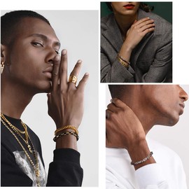 PROSTEEL Byzantine Chain Bracelet Vintage Chunky Bracelets Men Women Jewelry Black Gold Plated Punk Bracelets