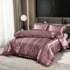 Blush Pink Queen Comforter Set Silk Like Satin Bedding Set