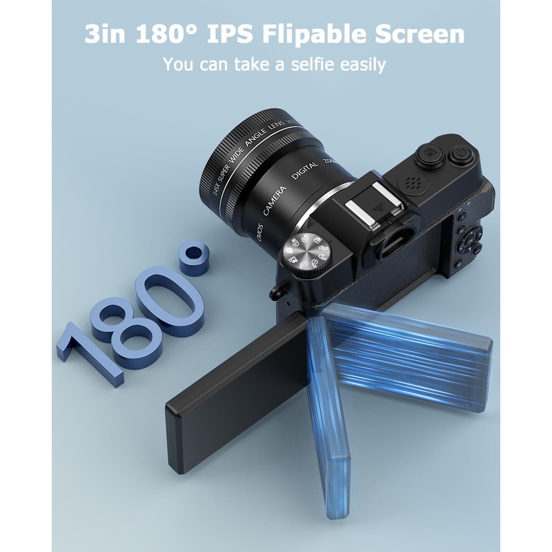 FLATIC Cameras for Photography, 6K 64MP Digital Camera with WiFi