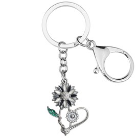 NEWEI Cute Sunflower Keychain Pendant Keyrings for Summer Birthday Wallet Bag Charms (Black)