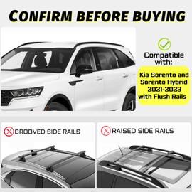 Car Roof Rack Cross Bars Compatible with 2021-2023 KIA Sorento and Sorento Hybrid (Fit for Flush Side Rails), Aluminum Lockable Roof Cross Bars for Kayak Bike Rooftop Cargo Carrier Bag Basket Luggage