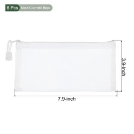 YOKIVE 6 Pack Mesh Cosmetic Bags, A6 Nylon Pencil Cases | Zipper Travel Organizers Makeup Pouch, Great for Home(White)