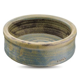 naftie High Quality Ceramic Bowl Kraft Spiral Green Blue – Dog Bowl and Cat Bowl Made of Ceramic – Hand Pottered – S – Approx. 5 cm High, 0.3 Litres, 14 – 15 cm