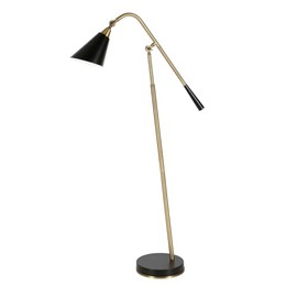 HomeRoots 523465 52 in. Black Swing Arm Floor Lamp with Cone Shade