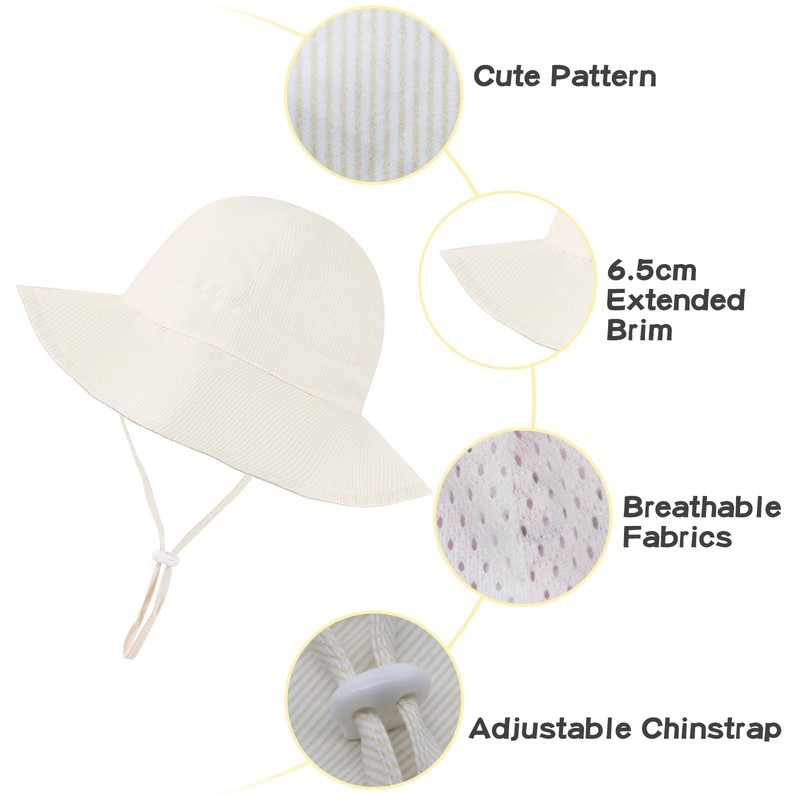 YAMEIZE Baby Sun Hat Boys Girls - Adjustable Wide Brim