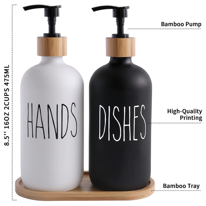 MOMEEMO Soap Dispenser Set, Contains Hand and Dish Soap Dispenser,