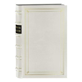 Pioneer Photo 204-Pocket Ring Bound Photo Album for 4 by 6-Inch Prints, White Bonded Leather with Gold Accents Cover