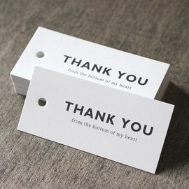 BAY LETTERPRESS Thank You Tags, 50 Count Thank You Wrapping, 1.2 x 2.7 inches (31 x 68 mm)
