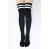 SERICI Black Thigh Length Socks(3 Black w White Stripes)