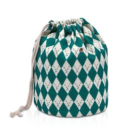 Peixty Small Yarn Bag with Two Pockets, Small Yarn Holder for Knitting & Crocheting, Portable Small Yarn Storage Bag for Small Crochet Projects, Stores Skein Balls, Needles, and Accessories-Green