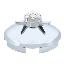 United Pacific 5 Even Notched Chrome Front Hub Cap w/ Gun Cylinder Spinner - 1" Lip