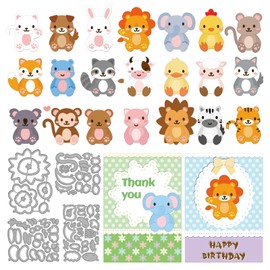 INFUNLY DIY Animal Cutting Dies Set Metal Die Cuts for Card Making Little Animal Embossing for Scrapbooking Christmas Instruction Included