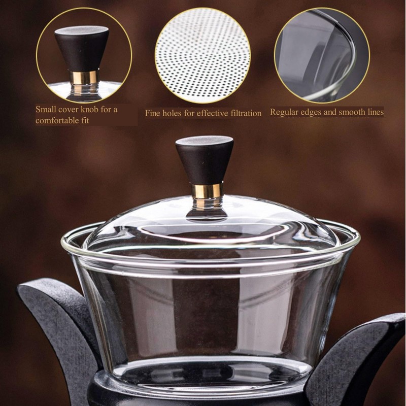Lazy Kungfu Drip Teapot Magnetic Semi-Automatic Glass Teapot Wooden Glass