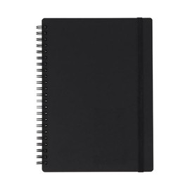 Muji NAA39A8A Premium Paper, Double Ring Notebook, with Rubber Clasp, Black, A5, 80 Sheets, 0.2 inch (6 mm) Ruled