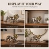 MOTIAHOOM Lion Figurine, Roaring Animal Statue, Silver Gold