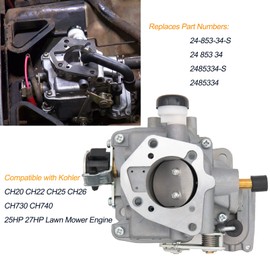 CH730 Carburetor Carb for Kohler CH25 CH730 CH740 25HP 27HP Lawn Mower Engine Carburetor, Replace Part Number 24-853-34-S, 24-853-162-S, 24-853-93-S