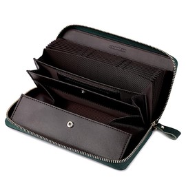 Doodeka Women's Long Wallet, Genuine Leather, Garson, Men's, Skimming, Large Capacity, Cowhide Leather, green