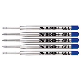 Quality Ballpoint Gel Metal Pen Refills, 5 Pieces, Fine Point 0.5mm, Blue Gel Ink. Compatible with Parker Ball Pen (5 x Blue Gel Ink)