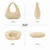 Fecialy Straw Bag for Women Half Moon Shoulder Handbag Straw