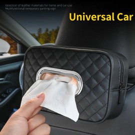 PU Leather Car Tissue Box & Napkin Holder with Sun Visor Hanging Storage Tissue Box Cover for Paper LG-Q091color: Beige