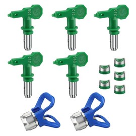 5 Pcs Airless Low Pressure Tips Reversible Spray Nozzle Tips with 2 Pcs Tip Guards for Airless Paint Spray Guns (108, 212,310, 412, 516)