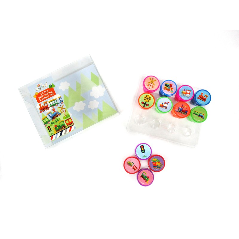 TINYMILLS 12 Pcs Train Stamp Kit for Kids - Train