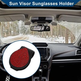 Hihaha Auto-Sonnenblende Sonnenbrillenhalter Stilvoll Magnetisch für Auto SUV LKW/Strapazierfähiger Visier-Organizer aus PU-Leder / 1 Stück Rot Faux Diamant