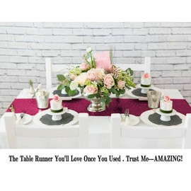 Burgundy 12x72-Inch Christmas Table Runner Sequin Table Runners Burgundy Party Table Decorations Pack of 1 -1227E