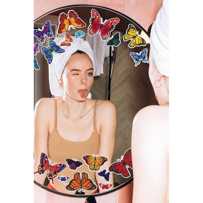 Iconikal 100-Count Static Cling Vinyl Window Decorations, Butterflies (5 Sheets