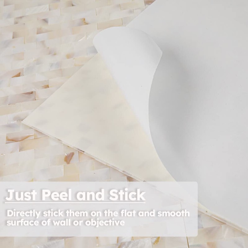 Diflart Mother of Pearl Peel and Stick Backsplash Subway Mosaic