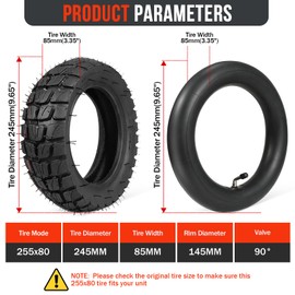 Molibisty 255x80 Scooter Tire,80/65-6 Tire And Tube Set