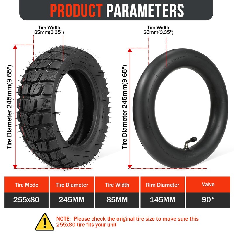 Molibisty 255x80 Scooter Tire,80/65-6 Tire And Tube Set