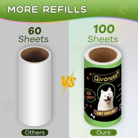 Qivonda Lint Roller 600 Sheets Mega Value Set, Lint Rollers for Pet Hair Extra Sticky with 3 Upgraded Handles, Portable Lint Remover for Clothes, Furniture, Dog & Cat Hair (6 Pack)