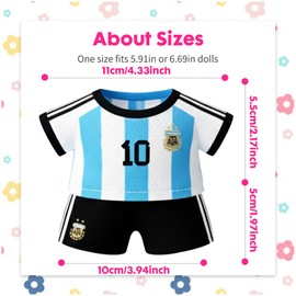 CiuZikGok Doll Clothing Set (Doll Not Included) - Cute Shorts + T-Shirt, Fits 15-17cm Dolls, with Argentina World Cup Elements, Creates Unique Style Outfit Accessories Set