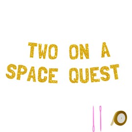 Meowoo Astronaut Adventures, Space Quest Decoration, Glittery Gold Banners with Easy Assembly, 7.7-Inch Bold Letters That Shine, Party Supplies for Kids