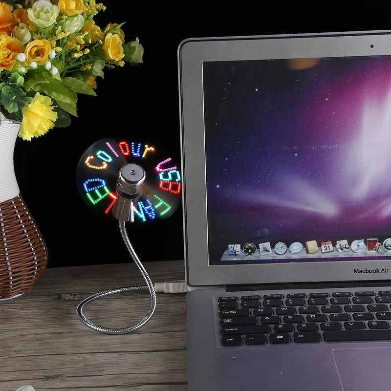 Diyeeni Mini Ventilador Flexible USB, Pantalla de Mensaje programable LED
