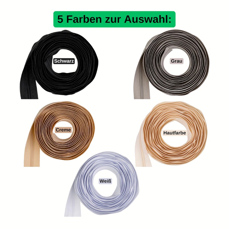 Endless Zipper, 330 cm Total Length, Size #5, Grey, Non-Separable,