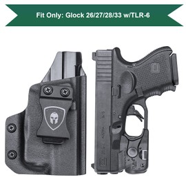 WARRIORLAN Compatible with Glock 26 w/TLR-6 Holster, IWB Kydex Holster Fit Glock 26/27/28/33 w/TLR6 Laser Light, Inside Waistband Concealed Carry Holster, Adj. Cant & Retention, Right Hand
