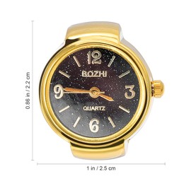 iplusmile Digital Finger Watch, Retro Ring Shaped Watch Fashion Exquisite Quartz Watch Digital Ring Watch for Man Women (Golden Black)
