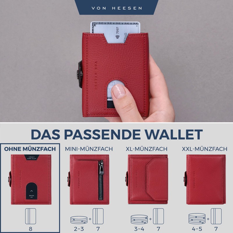 VON HEESEN Credit Card Holder Credit Card Holder, red, Without