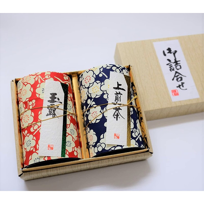 Kiyosen Uji Tea Gift Gyokuro Sencha Japanese Pattern Cans (120g/4.2oz×2