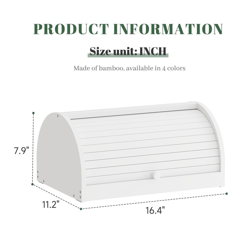 STDDRE Corner Bread Box for Kitchen Countertop Roll Top Bread