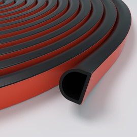 Silicone Weather Stripping Door Seal, Door Weather Stripping Door Seal Strip for Door Frame, Door Insulation Strip, Seal Gap (from 1/4 inch to 15/32 inch) (20Feet, Black)