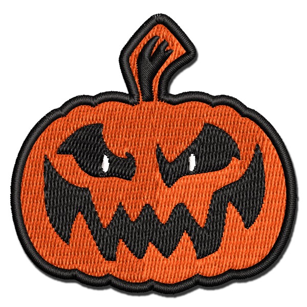 Sinister Halloween Jack-o'-Lantern Pumpkin Multi-Color Embroidered Iron-On Patch Applique -