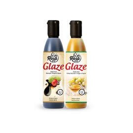 De La Rosa Dark & White Balsamic Glaze, Vegan, Kosher & Gluten Free, Great for Salad Dressings, Marinades & More, Made from balsamic Vinegar of Spain, 8.45 Oz (combo)